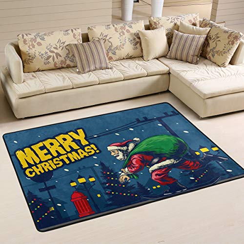 Mr.Xzy חג המולד סנטה קלאוס שטיח אזור גדול לסלון ילדים רכים ילדים זחילה שטיח שטיח לחדר שינה מחצלת רצפה דקורטיבית