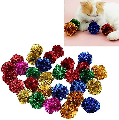 Zyhhdp כדורי קמטים צעצועים לחתול 30 יחידות כדור חיית מחמד צעצוע רב -צבעוני פלסטיק מבריק מכחול קמטים לחתולים