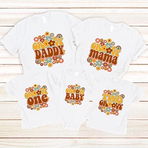 חולצות משפחתיות רטרו גרוביות - יום הולדת או מקלחת לתינוק, גרובי אחד, שני תינוק גרובי, גרובי, של