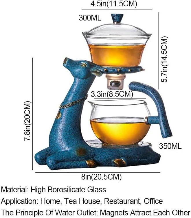 קומקום צבי יצירתי אוטומטי מלא קונגפו זכוכית קונגפו סט תה מגנטית הסחה תה תה סיר טפטוף טורקי עם בסיס 6 כוס