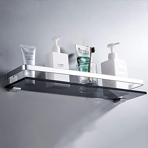 מדף זכוכית QFFL, מדפים צפים של אחסון מתכת רכוב על קיר, מארגן אחסון אטום חלודה מלבני, לכביסת אמבטיה למטבח