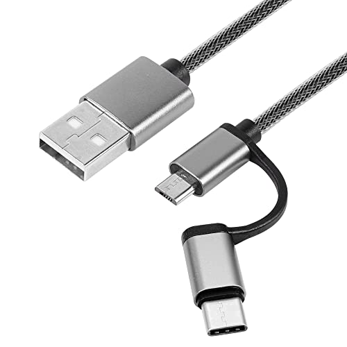 Riieyoca 2 ב- 1 USB ל- Micro Conds & Type C כבל קלוע