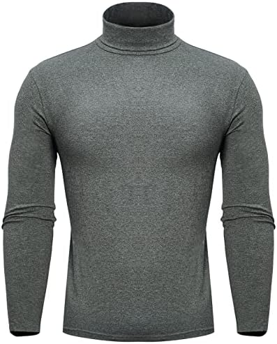 חולצות צווארון גולף לגברים-דק מתאים מוק צב צוואר תחתונים תרמית שכבת בסיס סוודר חולצות