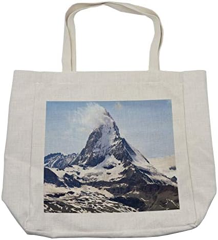 תיק קניות בהר אמבסון, פסגת Matterhorn עם עננים נוף הרים קרחון קרחון תמונת יופי טבעית, תיק לשימוש חוזר וידידותי