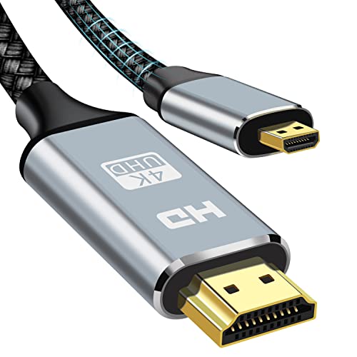 4K מיקרו HDMI לכבל HDMI, אולטרה מהירות גבוהה 18 ג'יגה -סיביות מיקרו HDMI ל- HDMI ניילון קלוע תמיכה בתמיכה