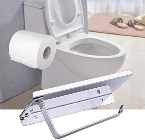 N /A חדר אמבטיה גליל נייר מחזיק קיר קיר הרכבה נירוסטה WC מחזיק טלפון קופסאות רקמות עם מדף אחסון