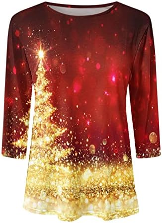 החג שמח חולצה נשים איל חג המולד עץ אורות טי בסוודרים חולצה מזדמן חמוד גרפי ארוך שרוול חולצות