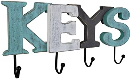 חותם על מפתחות עץ כפריים של ווקלוטש עם ווים, חותם דקורטיבי שלט מילה קיר עיצוב קיר מחזיק ווים מפתח,