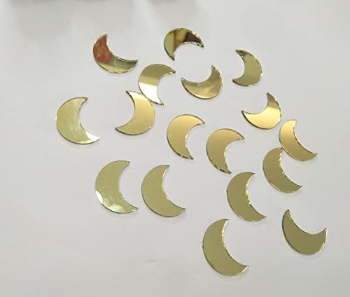 100 יחידות של צורת ירח אריחי פסיפס מראה, אריחי פסיפס זכוכית מיני, אריחי פסיפס מלאכת מראה עשה