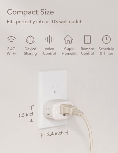 Nooie HomeKit Plug Smart, התואם ל- Alexa Google Home, Control Control, WiFi Mini Smart Outlet עם טיימר לוח
