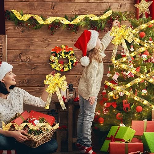 קישוטי חג המולד של Velle אורות סרט מוזהב לעץ חג המולד 16.4 רגל 50 LED סוללת LED המופעלת על מיתרי פיות חג