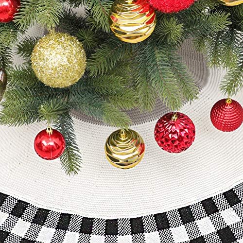 ABAODAM 48 אינץ 'עץ חג המולד חצאית סרוג משובץ חג המולד חצאית עץ סינר שטיח חג המולד קישוט חג לחנות ביתית נהג לחגוג