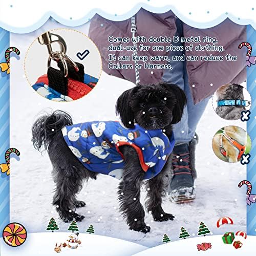 בוג 2 חבילות מעילי כלב חג המולד לחורף מעילים חמים לכלבים אטומים לרוח עם בגדי כלבים עם טבעת ד ' למזג
