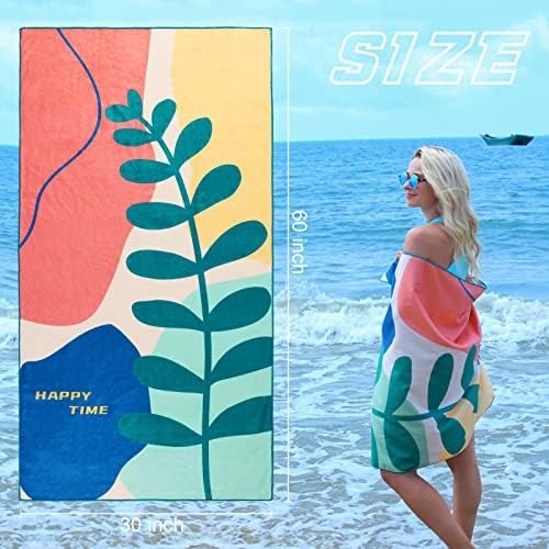 מגבת חוף מיקרופייבר צבעוני Mezcla מגבת חוף עם דפוס פרחים, מגבת בריכה גדולה וסופגת למבוגרים וילדים,
