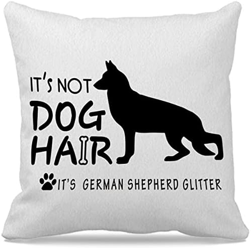 כלב נושא 18 ″ × 18 ″ זה לא שיער כלב זה רועה גרמני נצנצים מצחיק רועה גרמני צללית דקורטיבית מארז כרית לזרוק