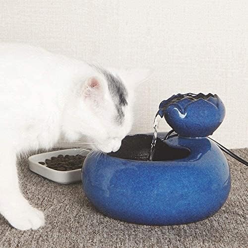 Aalinaa מתקן מים מחיות מחמד מזרקת מים לחתולים עם פילטר, מזרקת שתיית חיות מחמד קרמיקה לחתולים וכלבים - מתקן