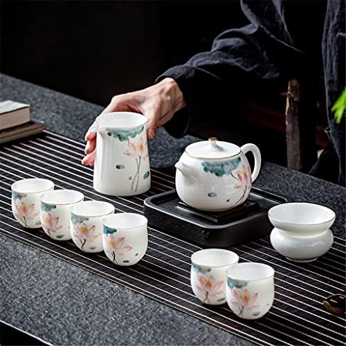 Irdfwh yuxiu סיר שפה מצוירת ביד קרמיקה קומקום קרמיקה חרסינה לבנה עם ציוד תה לא מזוג