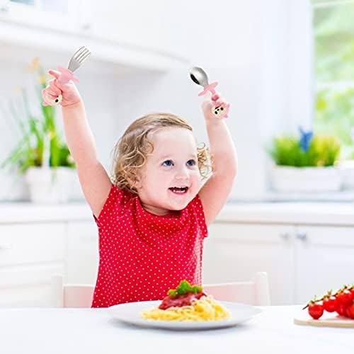 ילדים כלים סיליקון כלי 1 סט פעוט כלי שולחן וניתן לכיפוף כפית ילדים תינוק נייד אכילת מזלג אוכל ילד