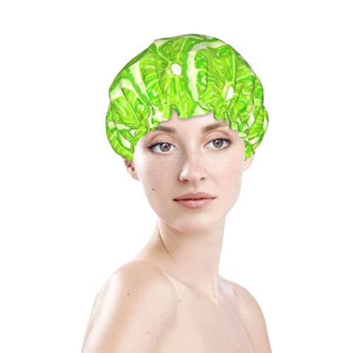 נשים לשימוש חוזר נתיחה כובע שיער ירוק לימון לימון שמש יותר שכבות כפול