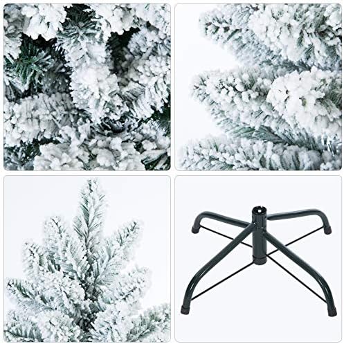 עצי חג מולד מלאכותיים, עץ עיפרון קלאסי עם שלג לבן נוהר, לא מואר 5/6/7ft