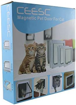 חתול דש דלת מגנטי לחיות מחמד דלת עם 4 דרך מנעול לחתולים, חתלתולים וחתלתולים, 3 גדלים ו 2 צבעים אפשרויות