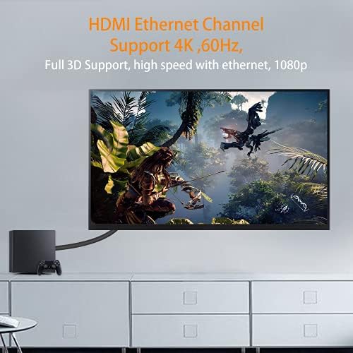 Poyiccot HDMI 2.0 כבל זכר לזכר 90 מעלות, 2 רגל / 60 סמ מצופה זהב מהירות גבוהה HDMI זכר לזווית ימין זכר