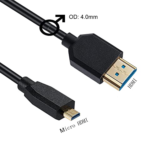 Mysruida 1ft 8k Micro HDMI 2.1 עד HDMI 2.1 כבל, זווית 180 מעלות 8K מיקרו HDMI זכר עד 8K כבל מתאם