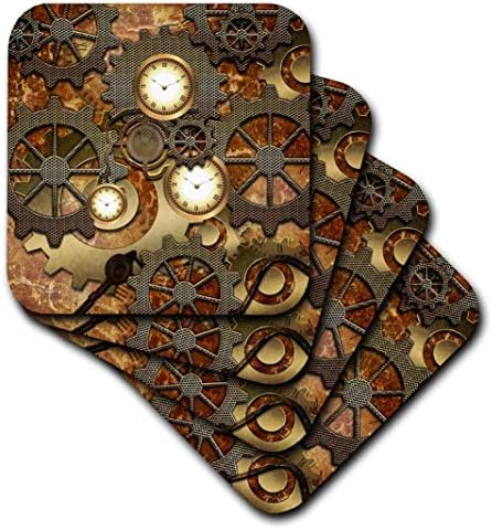 שעוני Steampunk של רוז תלת מימד הילוכים בעיצוב זהוב עיצוב רך, רב צבעוני