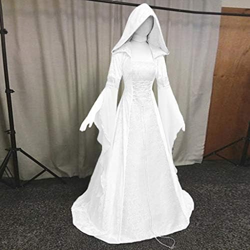 צפותים ליל כל הקדושים שמלת נשים בציר סלעית מכשפה גלימת שמלת חצוצרת שרוול מימי הביניים חתונה שמלת
