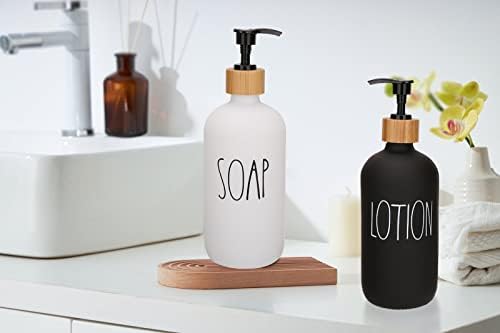 4 סט מתקני סבון חבילות, סט מתקן אביזרי אמבטיה כולל סבון/קרם/ידיים/כלים מתקן עם מגש, מתקן סבון זכוכית עיצוב