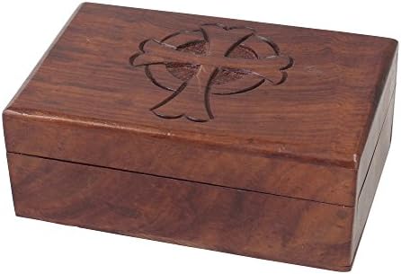 קופסת מזכרת מלבן מעץ טבעי עם מכסה צירים, קופסת תכשיט דקורטיבית, מחרוזת תפילה ייחודית ומחזיק תכשיטים,