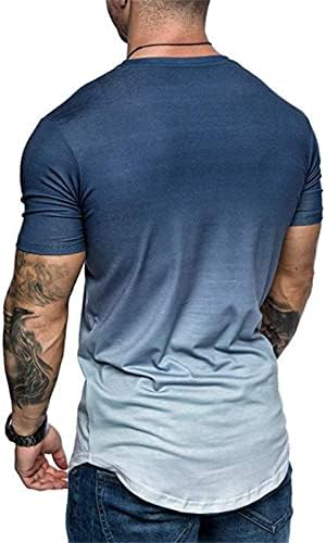 DGKaxiyahm אופנה בסיסית של גברים שטופה חולצת טריקו מודפסת ישנה צוואר עגול במצוקה קצרה-סלקים