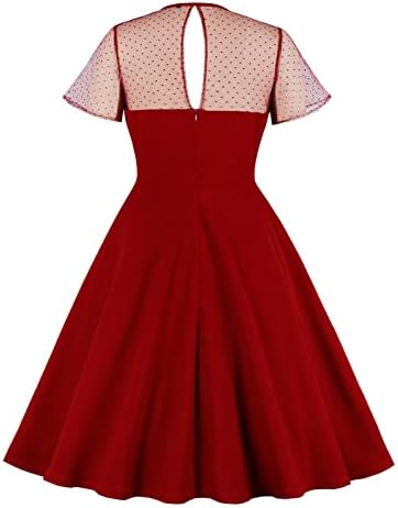 נקודת פולקה לנשים רקמה עניבת חור מפתח משנות החמישים שמלת קוקטייל וינטג