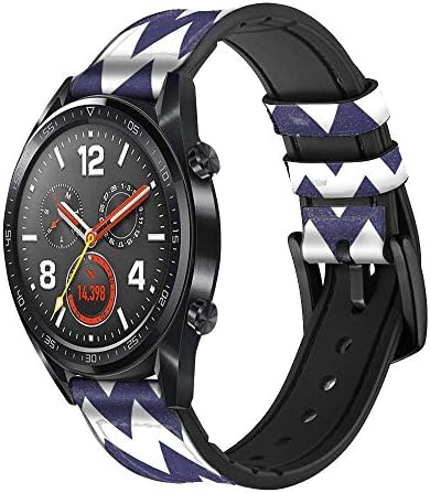 CA0273 חיל הים כחול שברון זיג זג דפוס עור וסיליקון רצועת רצועת שעונים חכמה לשעון שוכן WR SMARTWATCH גודל שעון