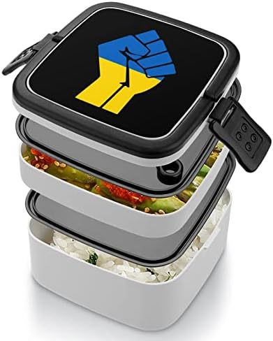 דגל אגרוף באוקראינה מתנגד לתיבת בנטו שכבה כפולה מיכל ארוחת צהריים הניתנת לערימה עם כף לטיולי פיקניק