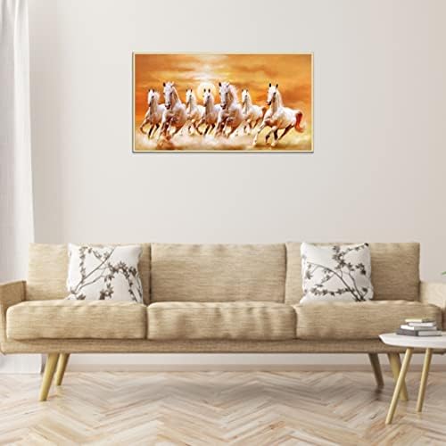 שבעה סוסי ריצה ציור בד ציור קיר אמנות תמונה לסלון משרד לקשט בד הדפסת קיר אמנות