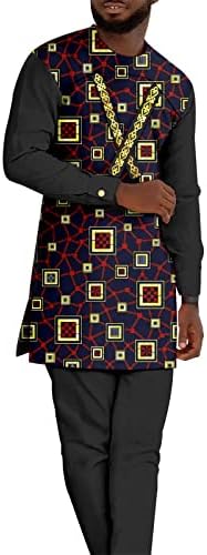 חליפות אפריקאיות לגברים חולצות ורקמות מכנסיים 2 חתיכות סט אימוץ דשיקי בתוספת תלבושות בגודל