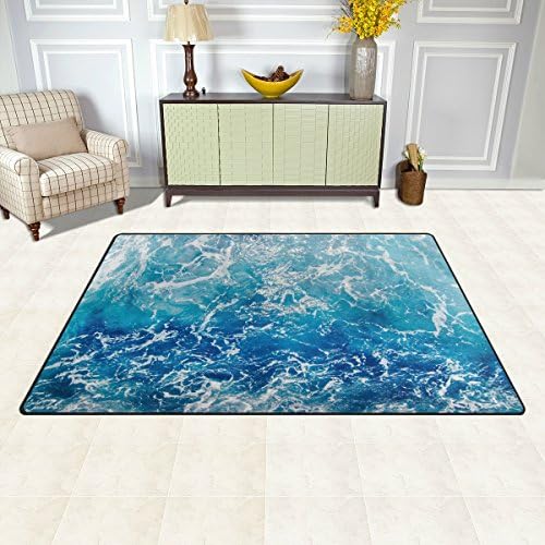 גלי מים וולא שטיח שטיח, משטח מקציף כחול של שטיח רצפת מים ים לא שולח החלקה למגורים בחדר מעונות