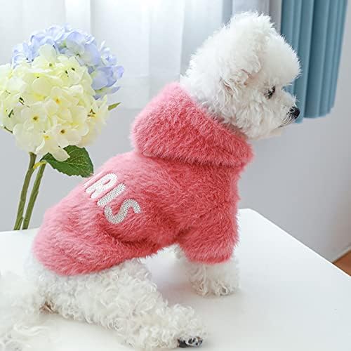 סוודרים לכלבים לכלבים קטנים נערת חיות מחמד סווטשירט בצבע טהור קטיפה מעיל חם מכתב חתול בגדים חמים סוודר כלבים
