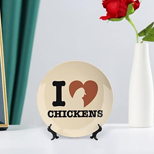 אני אוהב תרנגולות צלחות דקורטיביות צלחות קרמיקה עגולות עם עמדת תצוגה לעיצוב חתונה במשרד הביתי