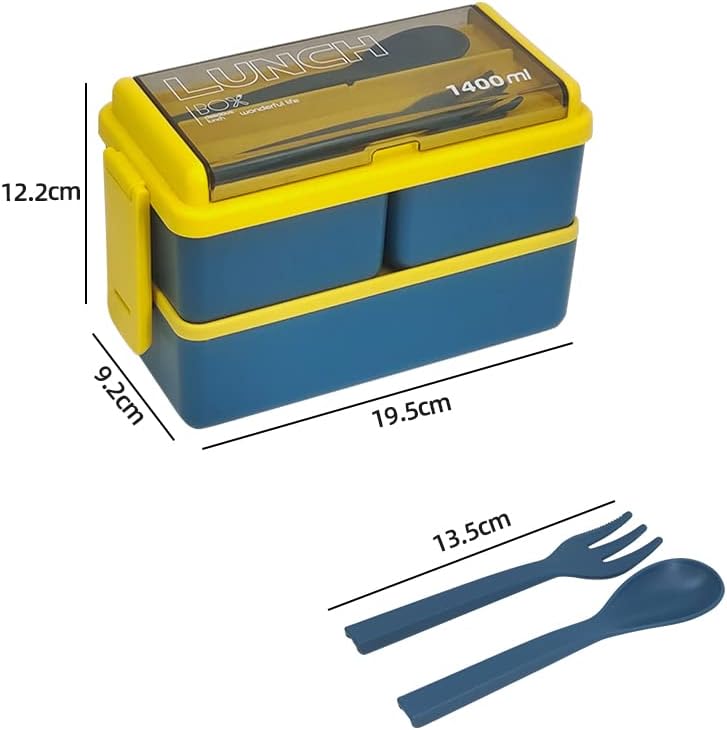 קופסת ארוחת הצהריים של סאזאו שכבות כפולות קופסת בנטו, קופסת ארוחת צהריים של 1400 מל בנטו לילדים