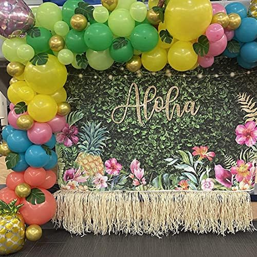 אווזאנו אלוהה רקע ואאו מסיבת יום הולדת רקע טרופי הוואי תינוק מקלחת המפלגה באנר קישוט גליטר אורות ירוק