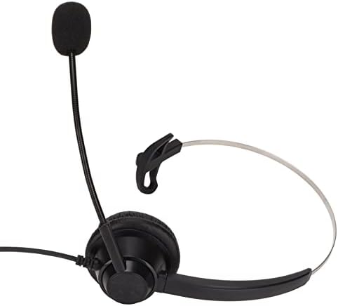 Zyyini H360 -PC אוזניות מוקד טלפוני, אוזניות אוזניות יחיד של Monaural עם 3 קטעים כפול 3.5 ממ,