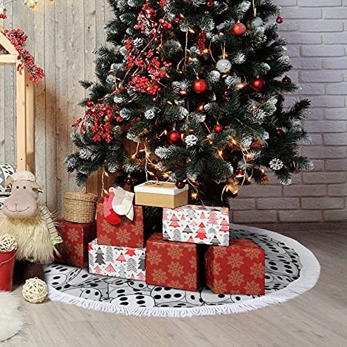 מחצלת חצאיות עץ חג המולד בשחור -לבן מחצלת עם קישוטים למסיבות חג לחוות ליל כל הקדושים 48 x48