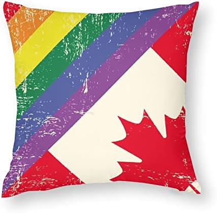 קשת הומוסקסואלית וקנדה סט דגל של 2 כריות זריקה מכסה כרית כרית מרובעת לכריות כרית לספה ספה דקורטיבית