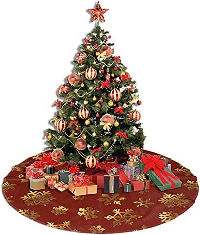 פתיתי שלג זהב 48 אינץ 'חצאית עץ חג המולד חג המולד חג המולד של מסיבת חג קישוטים קישוטי מחצלת עץ גדולים