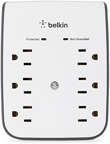 Belkin 6 -Outlet USB Surge Surge, Mount Mount - אידיאלי למכשירים ניידים ומגן נחשול קיר - 3 שקעים מרובי