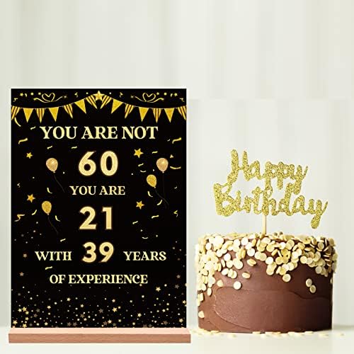 Trgowaul זהב שחור זהב 60 קישוטי מסיבת יום הולדת גברים גברים, זהב שחור זהב שחור יום הולדת 60 יום