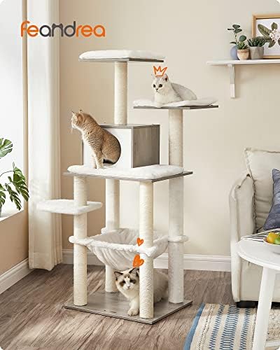 עץ חתול עץ, מודרני חתול מגדל לחתולים מקורה, 54.3-אינץ רב-רמת חתול דירה, במיוחד רך קטיפה, מגרד הודעות,