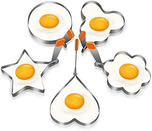 סוהאו נירוסטה ביצת טבעת לטיגון ביצים עם שאינו רותח ידית, לא מקל מטוגן ביצת עובש ושמן מברשת,